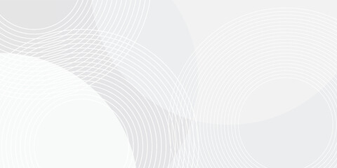 White geometric abstract background overlap layer on bright space with lines effect decoration. Modern graphic design element circles style concept for banner.