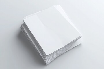 3D Accordion-Folded Square Booklet Mockup - 8 Page Leaflet Design on a Light Gray Background