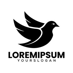 Abstract bird logo design with vector illustration of a swan or duck in a circular shape