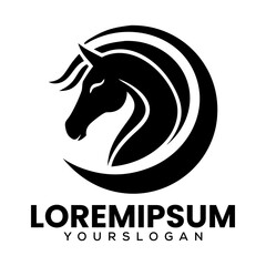 Black horse logo vector with tribal and animal design elements Horse Logo For Business