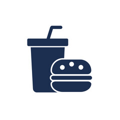 Burger and Soda. Fast Food Icon Editable Stroke stock illustration