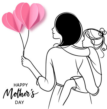 Ilustraci&oacute;n artline. Lineas simples. Concepto dia de la madre