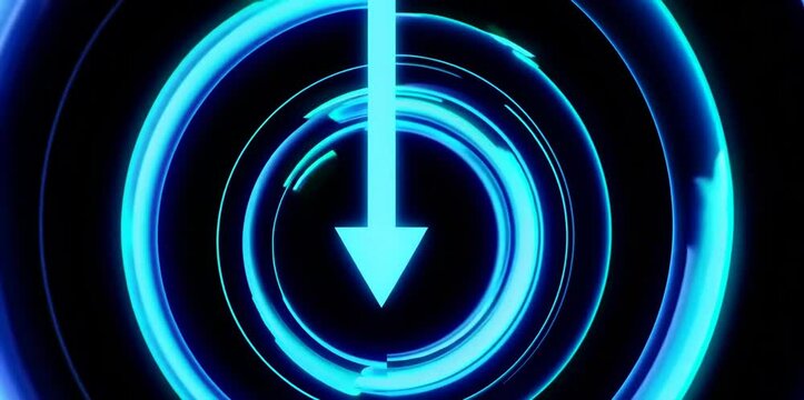 Neon Arrow Descent. Generative AI