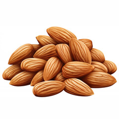 Realistic illustration of a pile of raw whole almonds with natural texture isolated on transparent background.