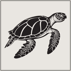 Fototapeta premium Silhouette of Sea Turtle, Marine