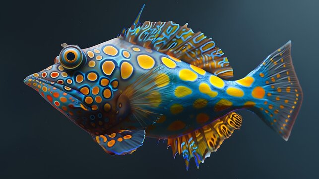 3D model of a multi-colored filefish