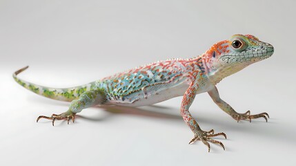 Naklejka premium 3D model of a multi-colored anole