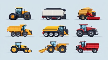 Collection of agricultural and construction machinery.