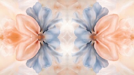 Abstract Floral Design with Soft Pastel Colors and Symmetrical Pattern