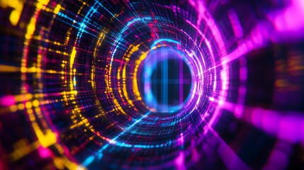 Obraz premium Neon Data Stream Tunnel