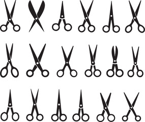 set of scissors silhouette icon vector illustration