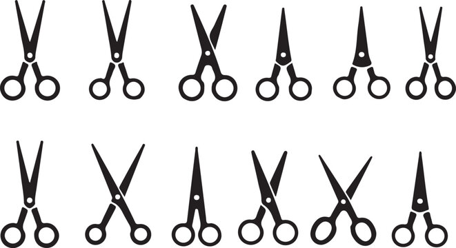 set of scissors silhouette icon vector illustration