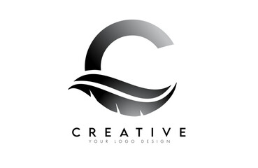 C feather Letter Logo. Creative icon of letter C alphabet concept Vector