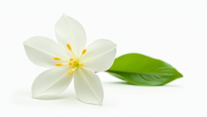 Fototapeta premium White Orange Blossom With Leaf, Isolated