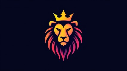 Obraz premium Vibrant Lion Head With Crown Logo