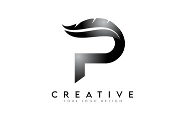 P feather Letter Logo. Creative icon of letter P alphabet concept Vector