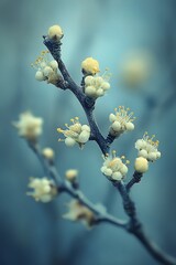 Blooming branch, soft pastel tones