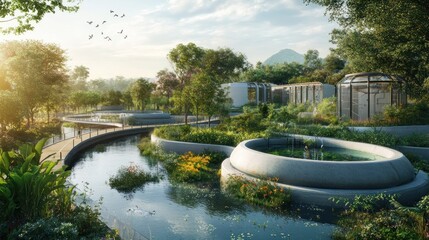 Sustainable garden city sunrise eco-park design