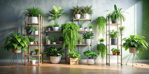 Fototapeta premium Elevated Planter Stand with Lush Greenery - Modern Design