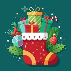 Printable stocking stuff vector art &ndash; cartoon, clipart, and line art for holiday designs