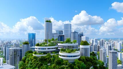 Cityscape with  futuristic buildings concept