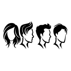 head and shoulders silhouette set