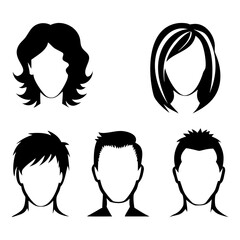 head and shoulders silhouette set