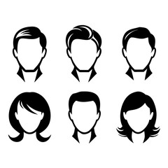 head and shoulders silhouette set