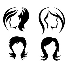 head and shoulders silhouette set