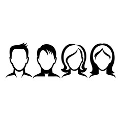 head and shoulders silhouette set