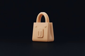 Peach-toned tote bag icon, 3D rendering