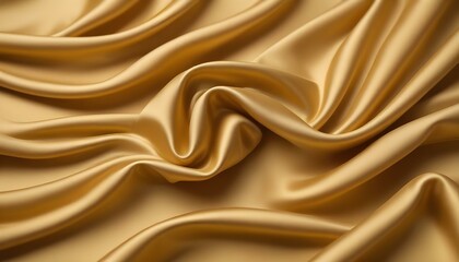 Obraz premium A close-up shot of a golden, shimmering fabric, possibly silk or satin, with soft, flowing folds and curves