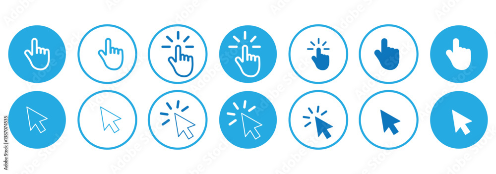 Leinwandbilder computer mouse click cursor gray arrow icons set and loading icons. cursor icon. vector illustration