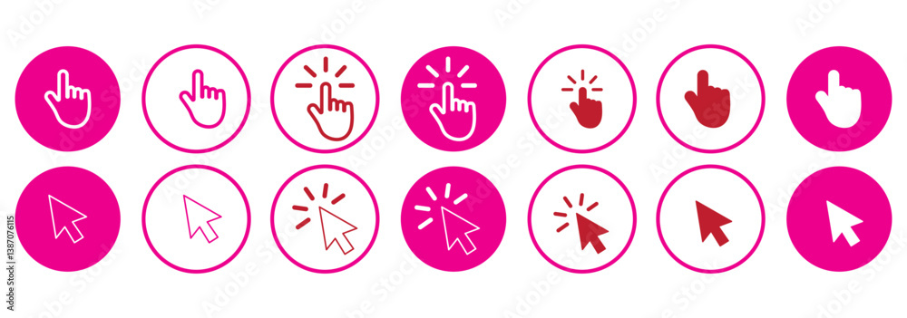 Leinwandbilder computer mouse click cursor gray arrow icons set and loading icons. cursor icon. vector illustration