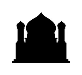 Elegant Black Mosque Silhouette with Minarets for Religious Projects and Islamic Artworks.