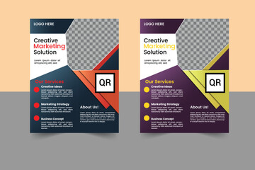 A bundle of thirteen template of different color a4 flyer template, corporate business flyer template design set, flyer in A4 with colorful business proposal, promotion, advertise.