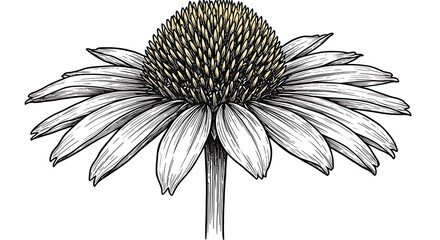 Detailed Line Drawing of a Coneflower Bloom AI Generated