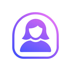 Female Profile Icon Representing User or Account Icon Design