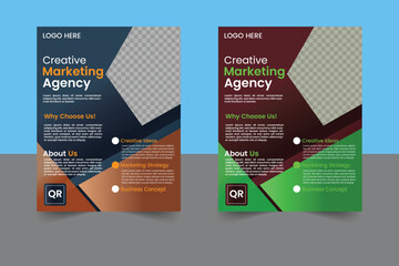 A bundle of thirteen template of different color a4 flyer template, corporate business flyer template design set, flyer in A4 with colorful business proposal, promotion, advertise.