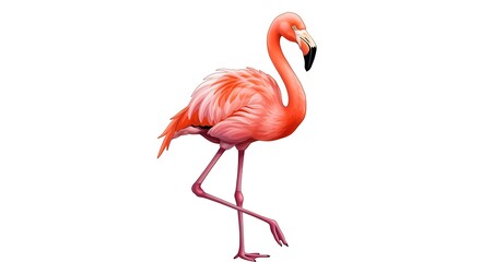 Fototapeta premium Pink Flamingo Watercolor Illustration: Elegant Bird Portrait AI Generated
