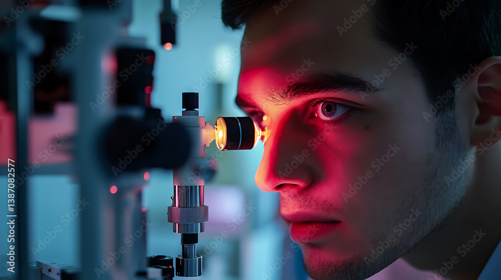 Wall mural a biomedical engineer developing bionic eyes for visually impaired individuals, high-tech lab with r