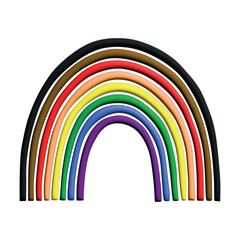 Fototapeta premium Colorful rainbow shape Gay pride flag Happy pride day LGBTQ community Pride Month Vector 3d clipart for posters, stickers, logo, cards
