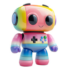 Colourful Rainbow Robot Toy with Gamepad Design isolated