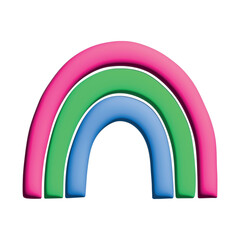 Colorful rainbow shape Polysexual pride flag Happy pride day LGBTQ community Pride Month Vector 3d clipart for posters, stickers, logo, cards
