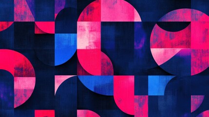 Abstract Geometric Shapes in Bold Colors on Dark Background