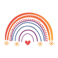Colorful Heart Boho Rainbow Dotted line