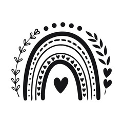 Colorful Heart Boho Rainbow Dotted line