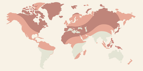 Obraz premium Stylish Vector World Map with Colorful Regions and Patterns for Design Projects