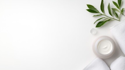 Spa essentials on a white background.  Fresh, minimalist aesthetic