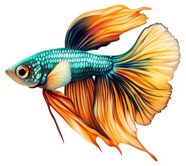 Fototapeta premium illustration of a vibrant fighting fish with stunningly colorful fins isolated on transparent background.